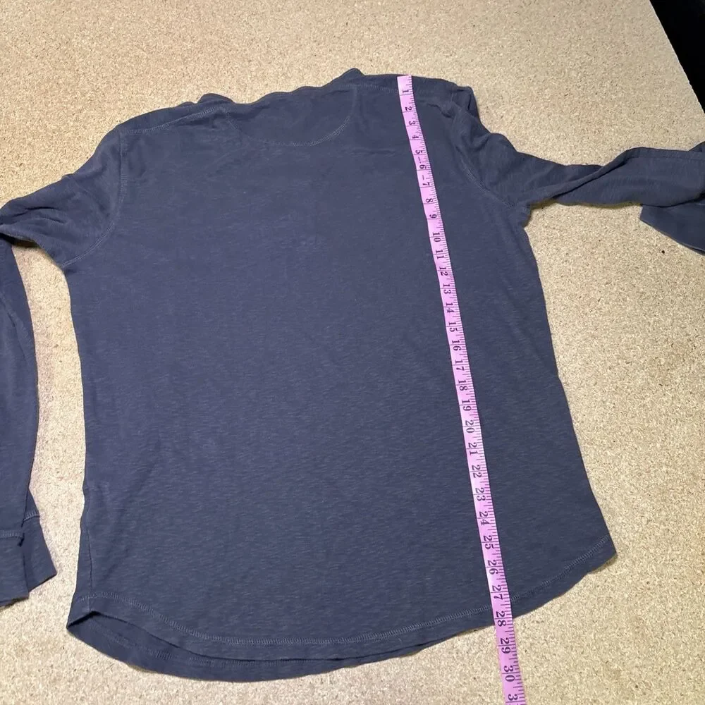 American Tall Grey Henley T-Shirt Regular Fit Size LT Long Sleeve Midweight H1